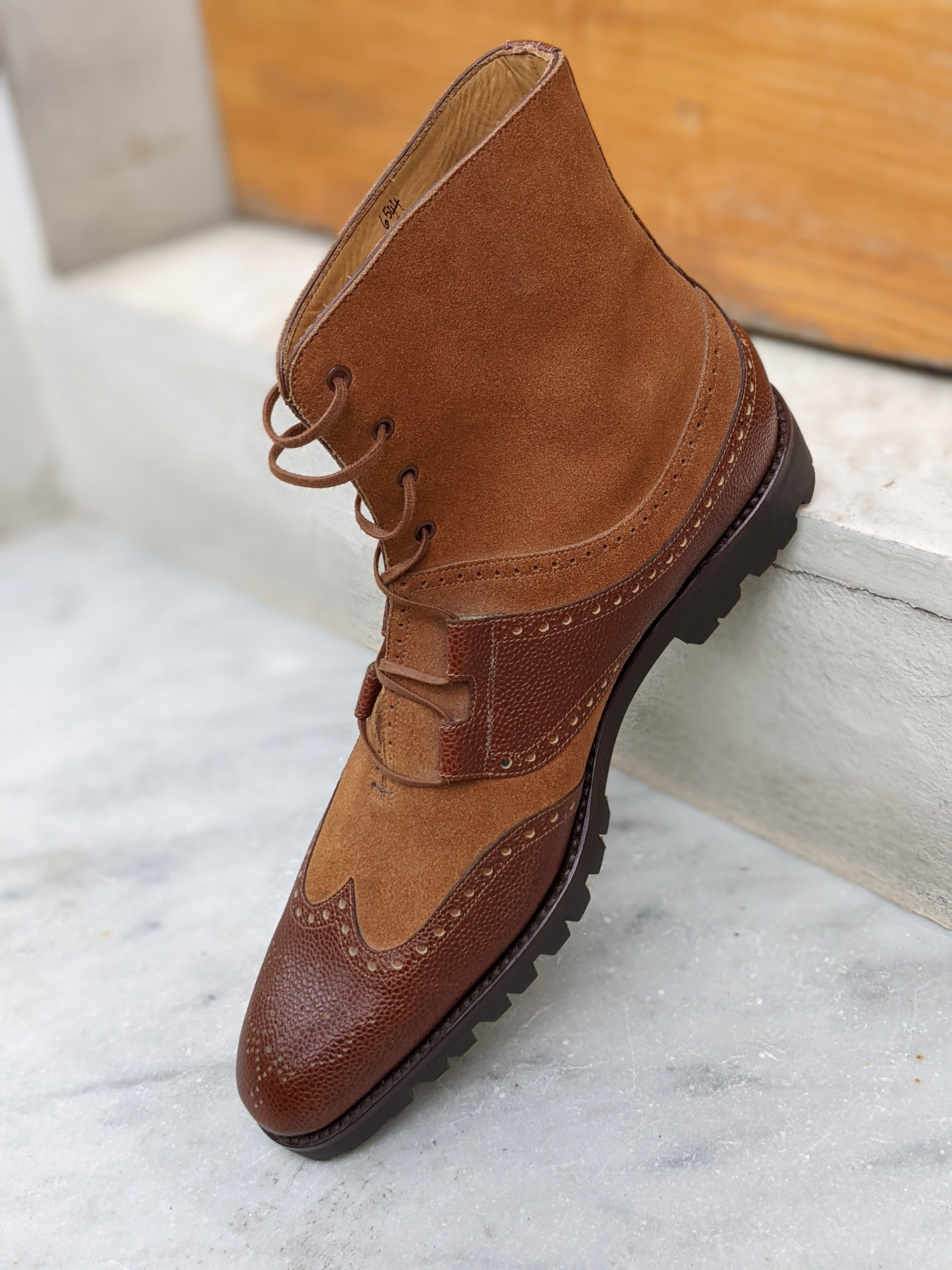 Ascot Garda - Cognac Suede & Brown Grain - Ascot Shoes