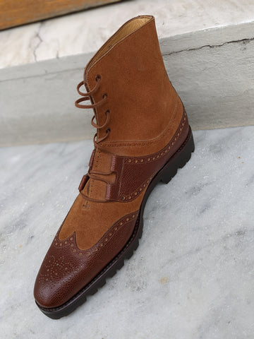 Ascot Garda - Cognac Suede & Brown Grain