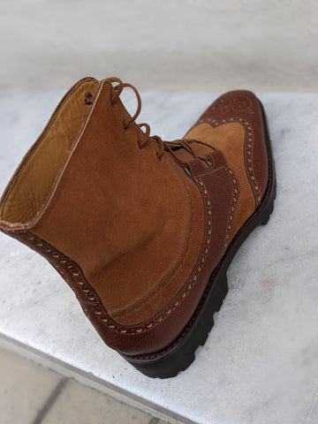 Ascot Garda - Cognac Suede & Brown Grain