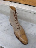 Ascot Naples - Taupe Calf & Canvas - Ascot Shoes