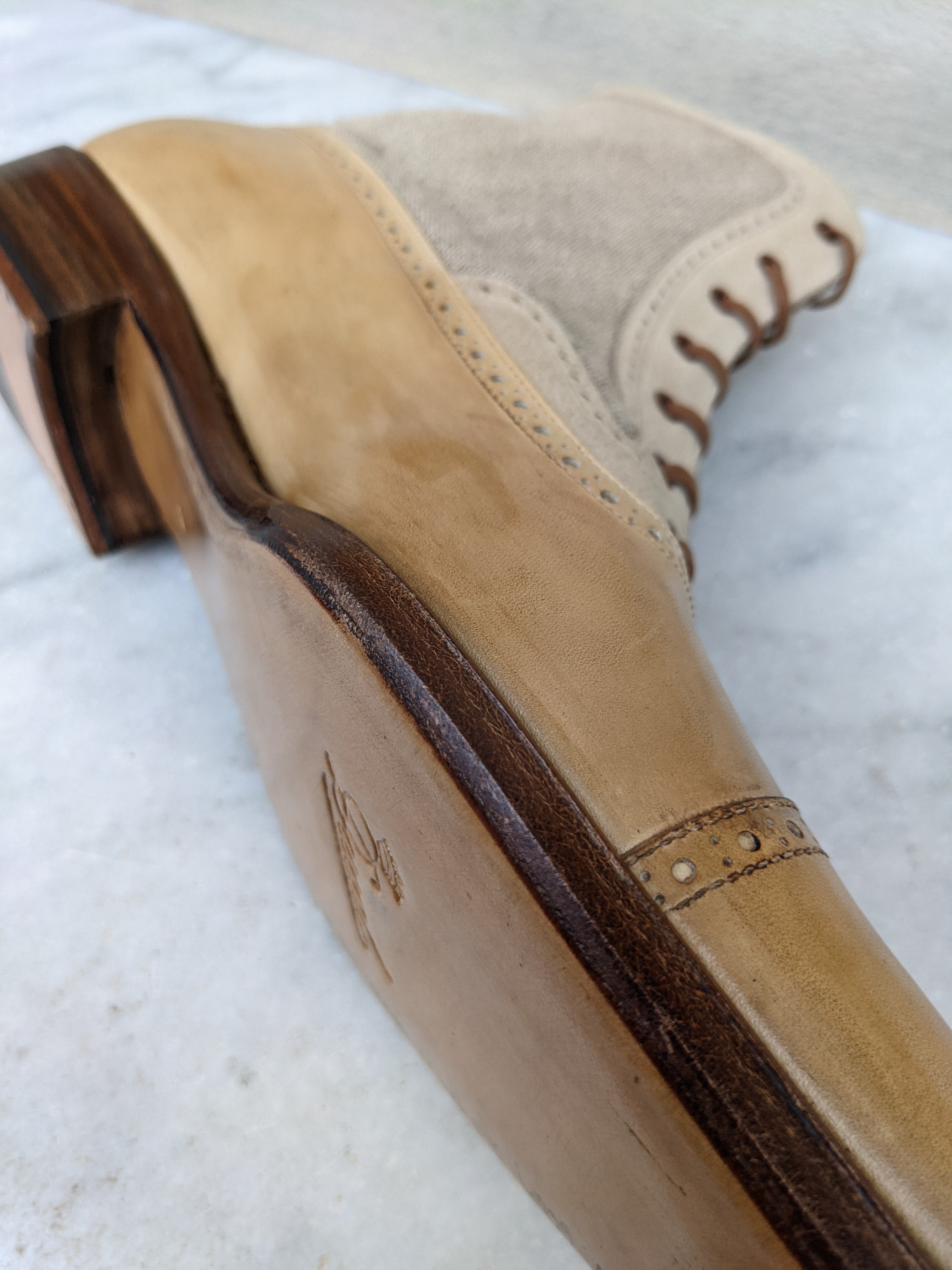 Ascot Naples - Taupe Calf & Canvas - Ascot Shoes