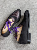 JL Invoice. Black Croc & Suede Loafers. UK10 - Ascot Shoes
