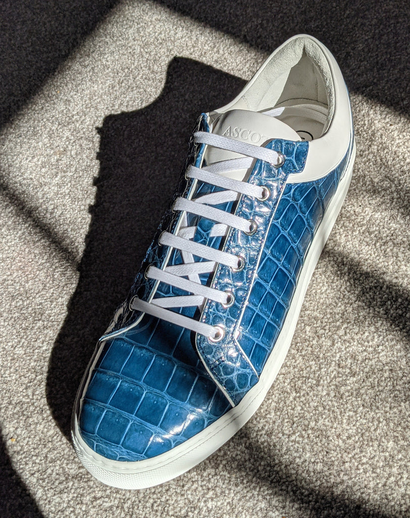 Ascot Sneakers - Ocean Blue Alligator - Ascot Shoes