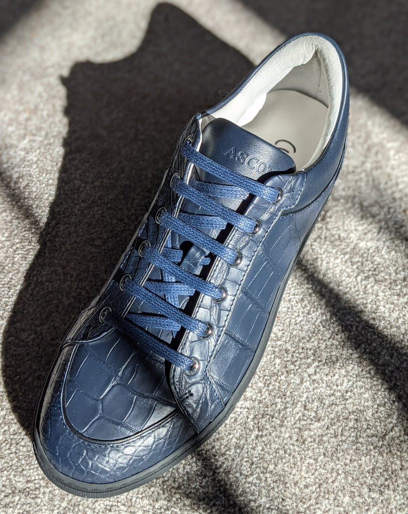 Ascot Sneakers - Navy Blue Alligator - Ascot Shoes
