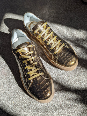 Ascot Sneakers - Gold Crocodile