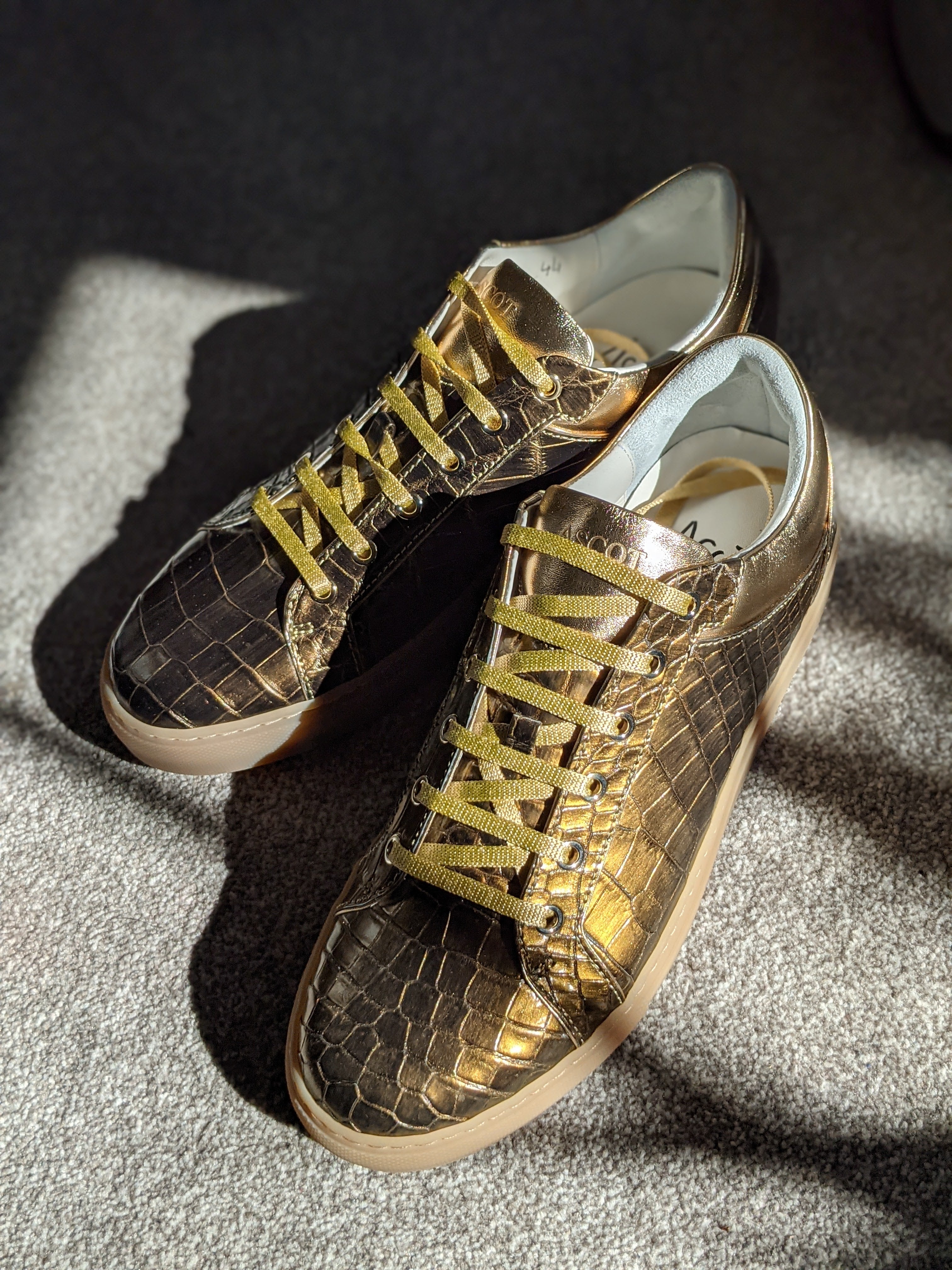 Ascot Sneakers - Gold Crocodile - Ascot Shoes
