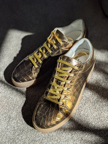 Ascot Sneakers - Gold Crocodile