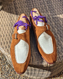 Ascot Andre - Camel Suede & White Crocodile - Ascot Shoes