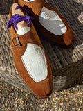 Ascot Andre - Camel Suede & White Crocodile - Ascot Shoes