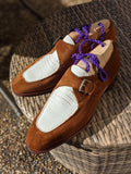 Ascot Andre - Camel Suede & White Crocodile - Ascot Shoes