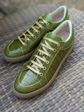 Ascot Sneakers - Olive Green Crocodile - Ascot Shoes