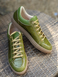 Ascot Sneakers - Olive Green Crocodile - Ascot Shoes