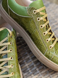 Ascot Sneakers - Olive Green Crocodile - Ascot Shoes