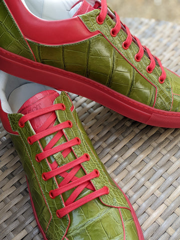 Ascot Sneakers - Olive Green Crocodile