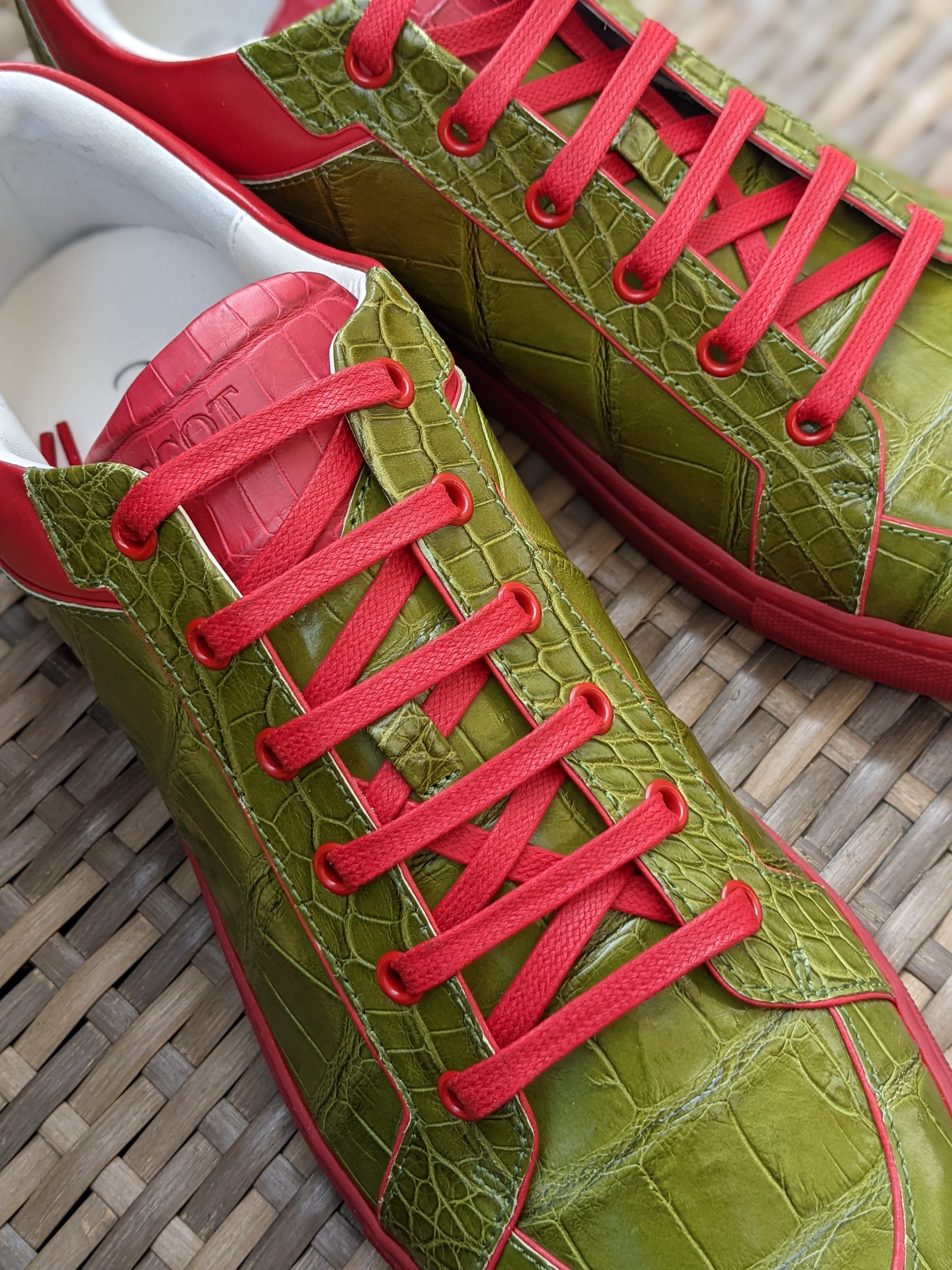 Ascot Sneakers - Olive Green Crocodile - Ascot Shoes