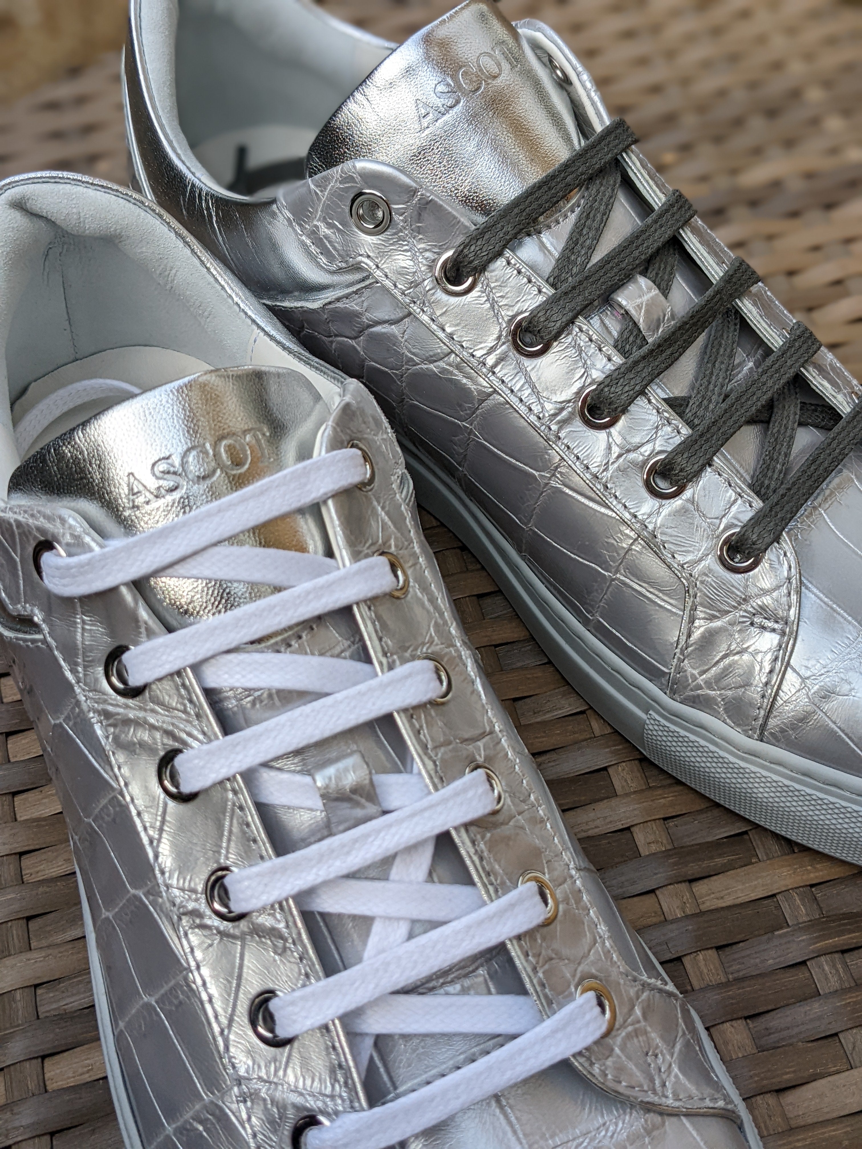 Ascot Sneakers - Silver Alligator - Ascot Shoes