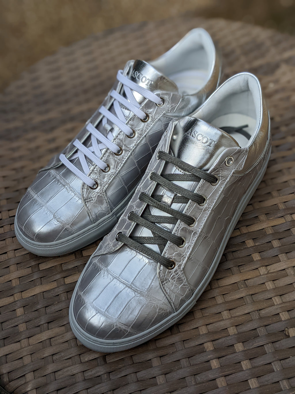 Ascot Sneakers - Silver Alligator - Ascot Shoes