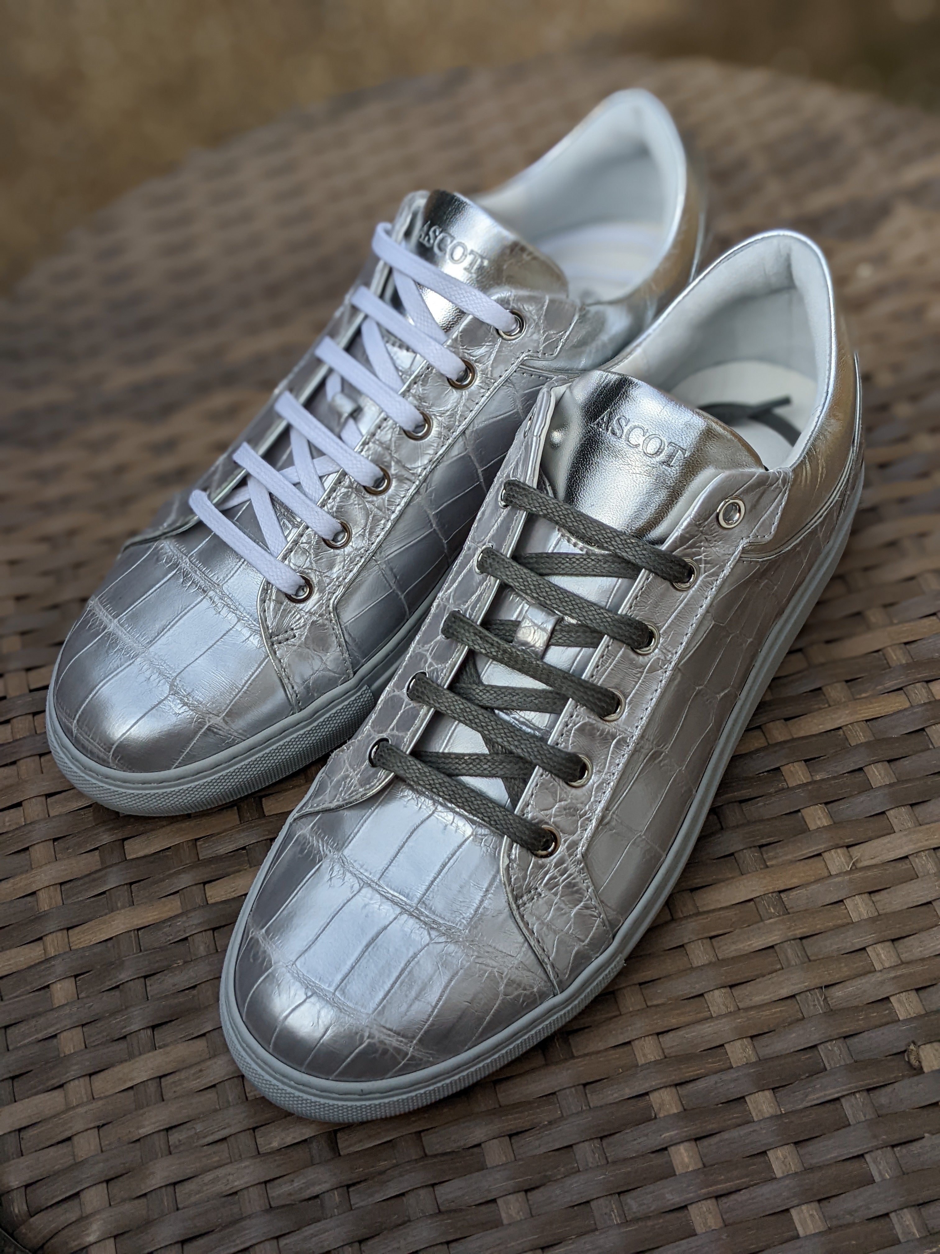 Ascot Sneakers - Silver Alligator - Ascot Shoes