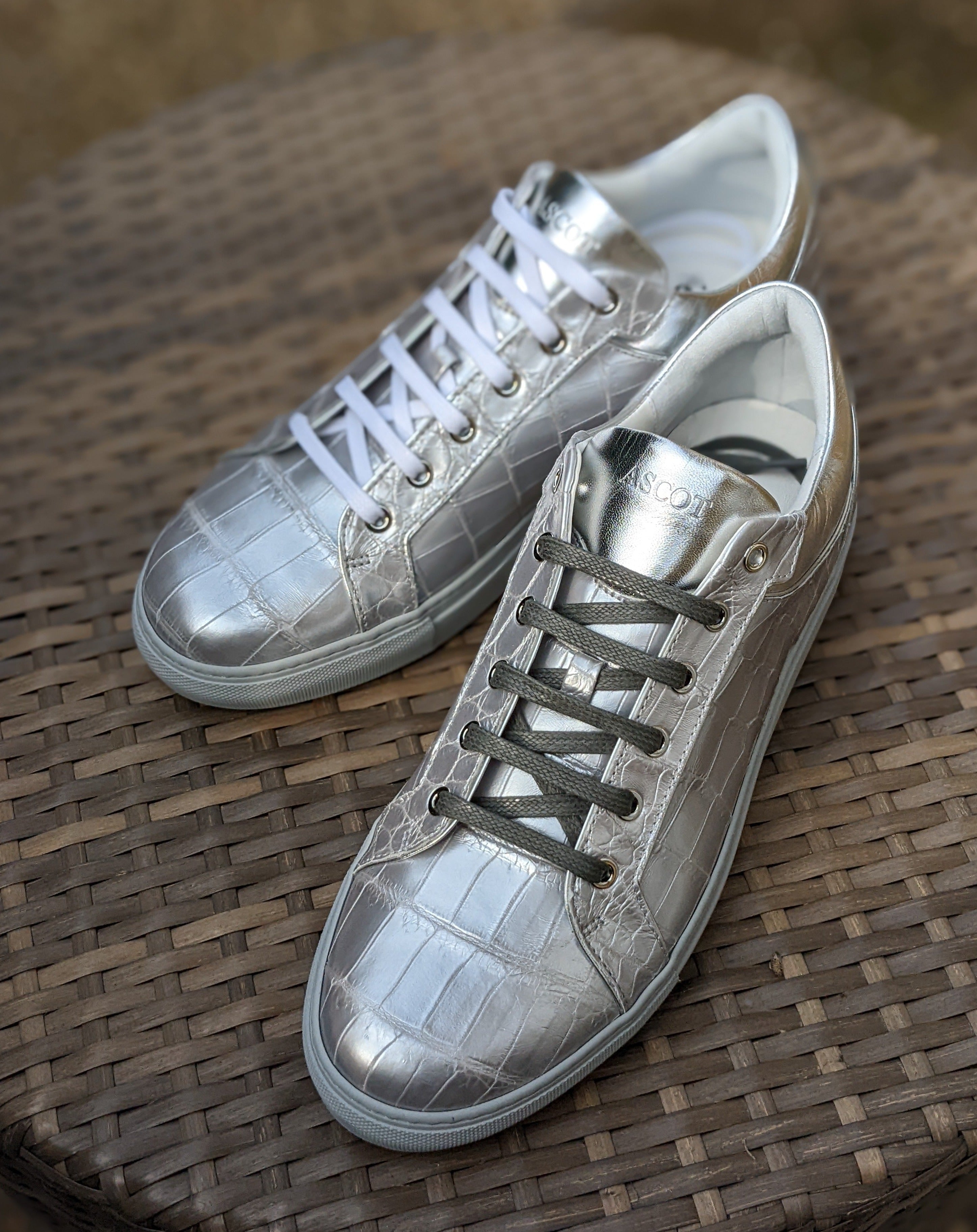 Ascot Sneakers - Silver Alligator - Ascot Shoes