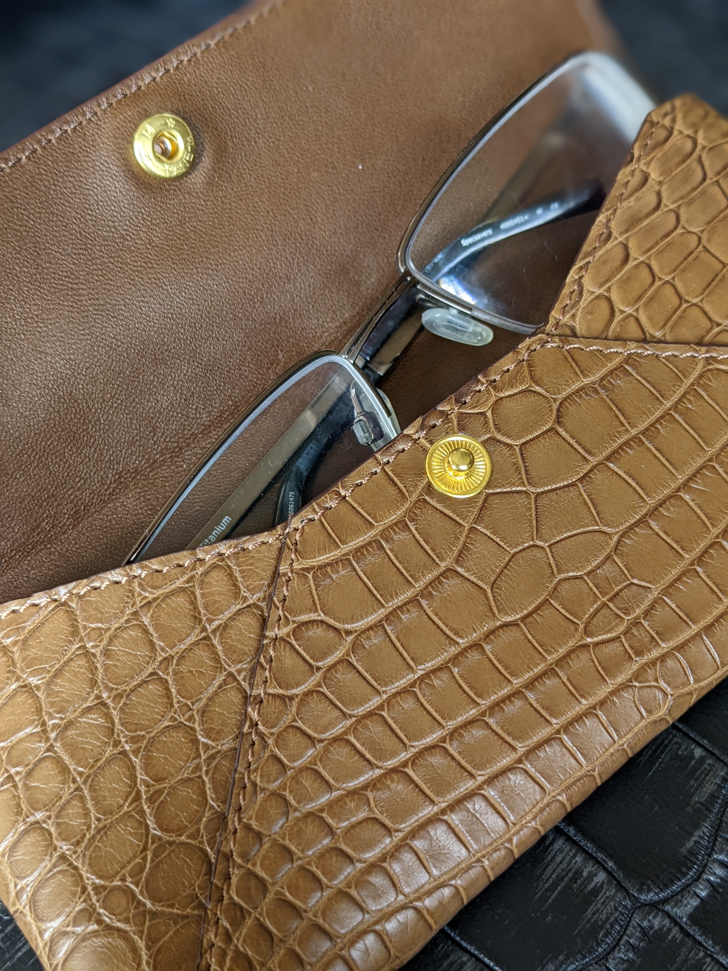 Sunglass Case - Beige Crocodile - Ascot Shoes