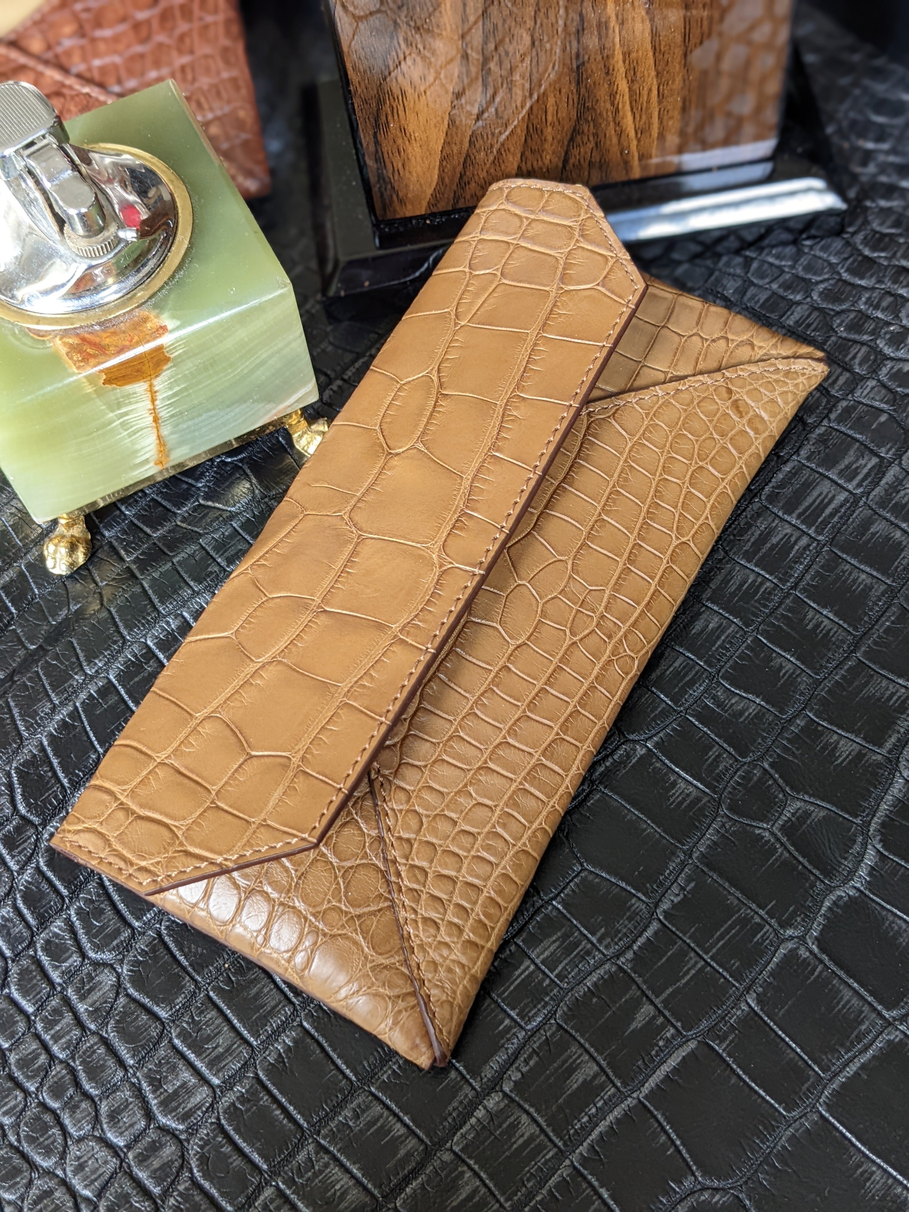 Sunglass Case - Beige Crocodile - Ascot Shoes