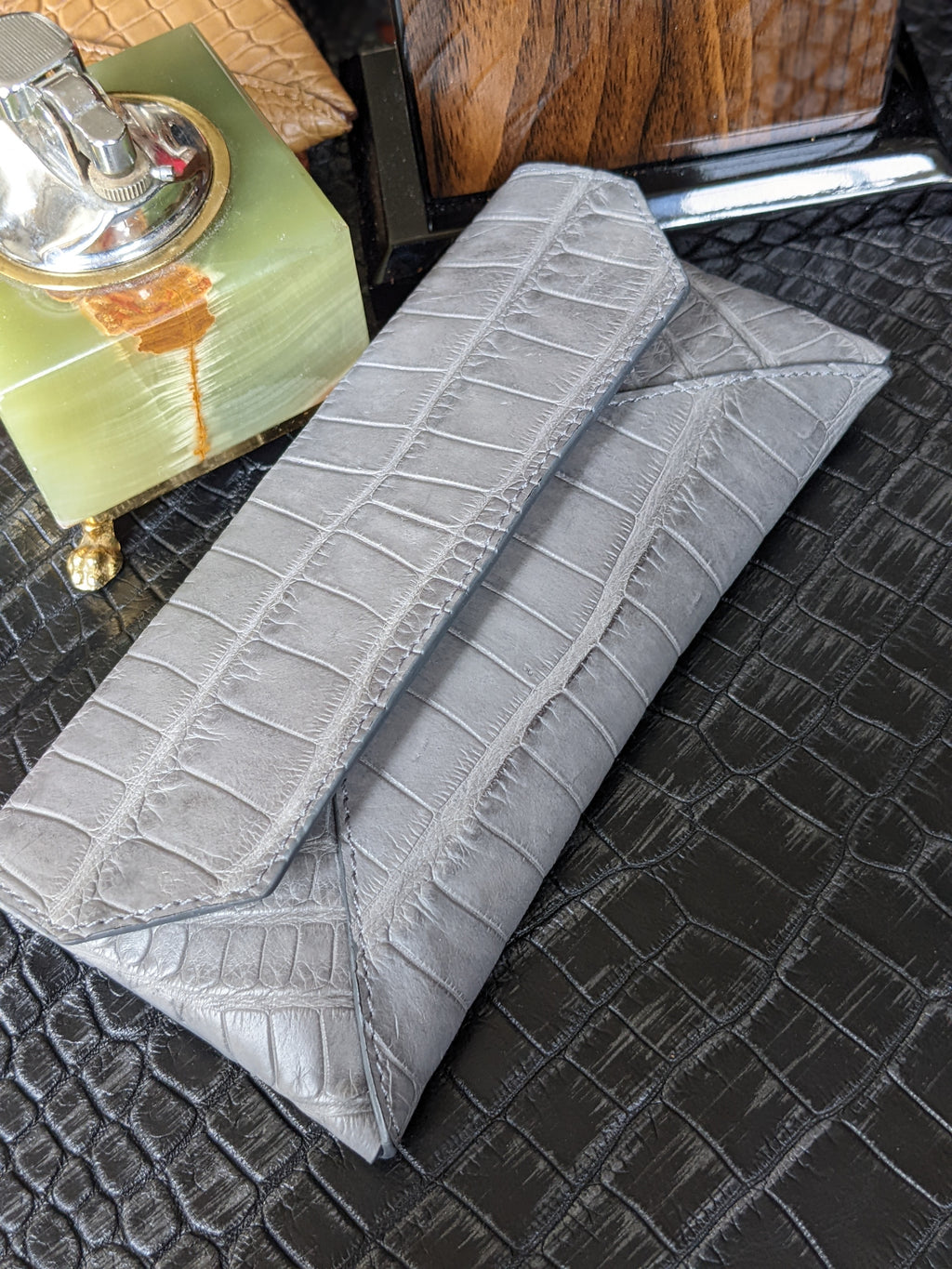 Sunglass Case - Grey Crocodile - Ascot Shoes