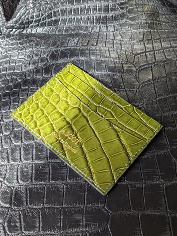 Credit Card Slip - Olive Green Alligator