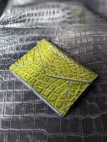 Folding Wallet - Olive Green Alligator