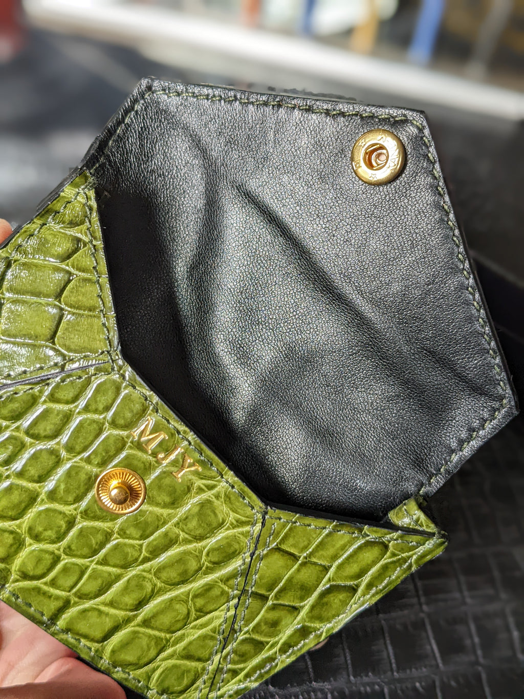 Folding Wallet - Olive Green Crocodile - Ascot Shoes