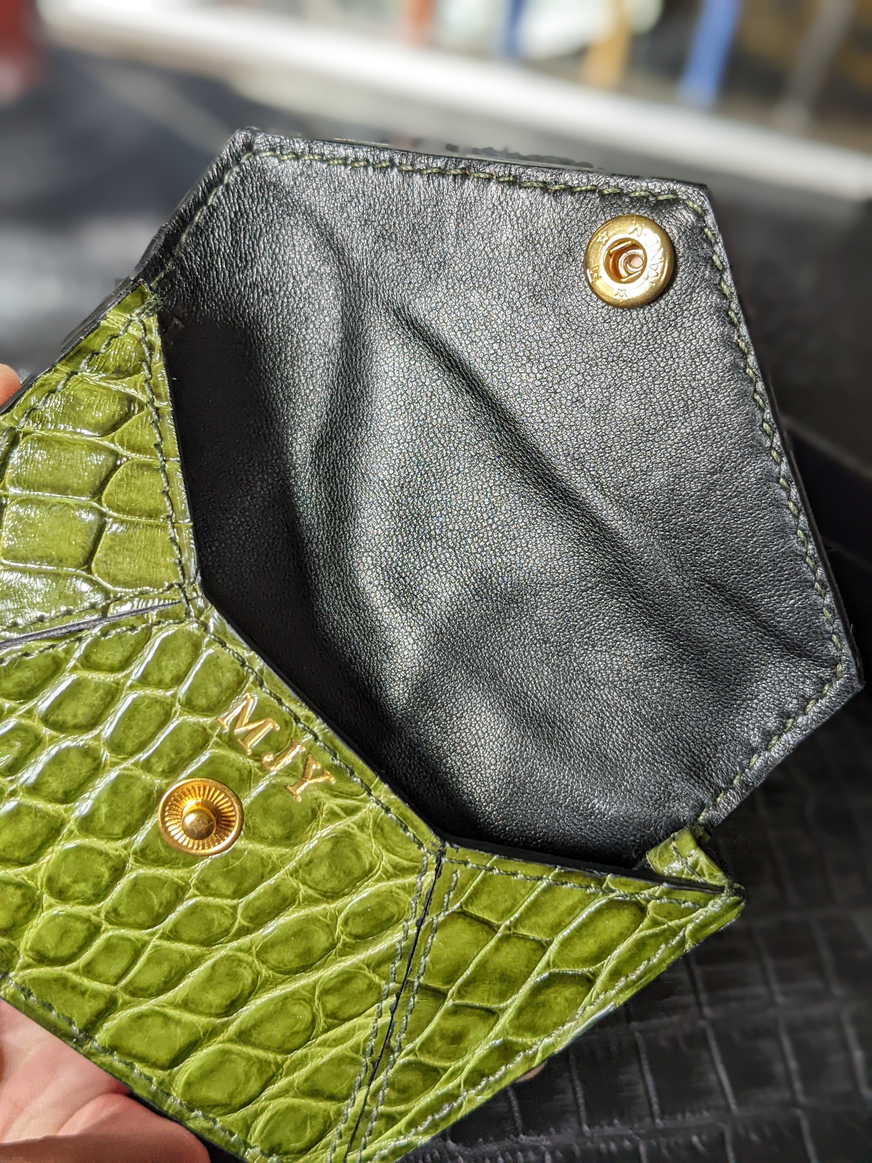 Folding Wallet - Olive Green Crocodile - Ascot Shoes