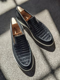 Ascot Cannes - Black Crocodile & Suede - Ascot Shoes