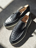 Ascot Cannes - Black Crocodile & Suede - Ascot Shoes