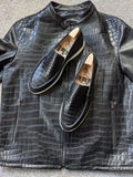 Ascot Cannes - Black Crocodile & Suede - Ascot Shoes