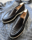 Ascot Cannes - Black Crocodile & Suede - Ascot Shoes