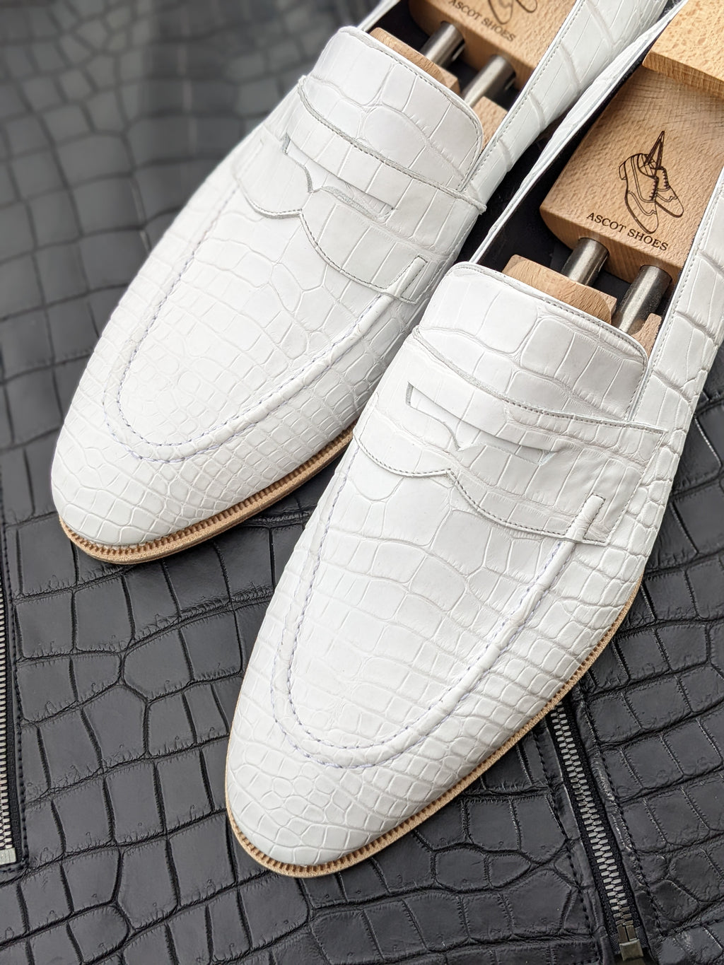 Ascot Sinatra - White Alligator - Ascot Shoes