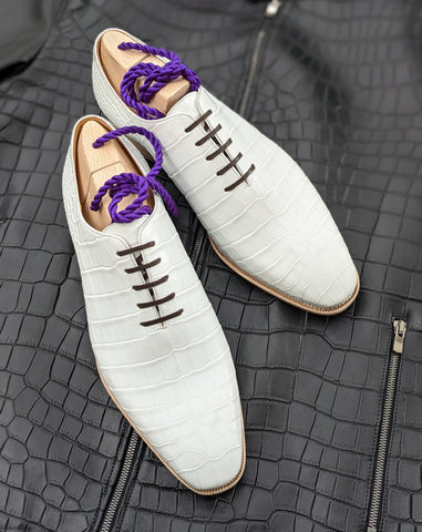 Ascot Wholecut - White Alligator