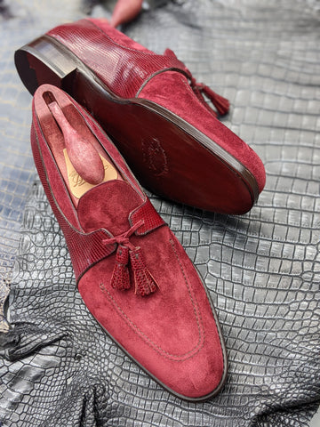 Ascot Siena - Burgundy Suede & Lizard