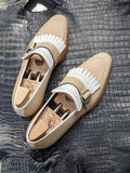 Ascot Golf - Cream calf & White Crocodile - Ascot Shoes