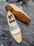 Ascot Golf - Cream calf & White Crocodile - Ascot Shoes