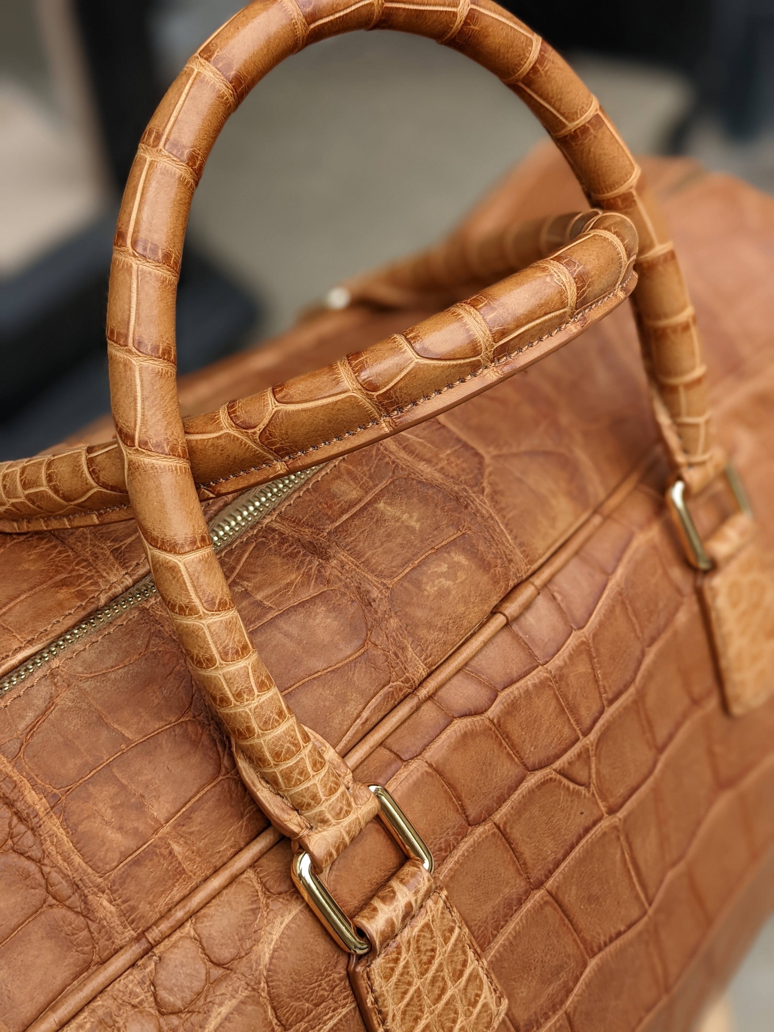 Weekender Bag - Tan Crocodile - Ascot Shoes