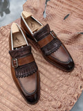 Ascot Golf Tassel Loafers - Brown Crocodile & Calf - Ascot Shoes