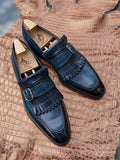 Ascot Golf Tassel Loafers - Blue Crocodile & Calf - Ascot Shoes