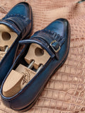 Ascot Golf Tassel Loafers - Blue Crocodile & Calf - Ascot Shoes