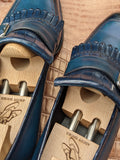 Ascot Golf Tassel Loafers - Blue Crocodile & Calf - Ascot Shoes