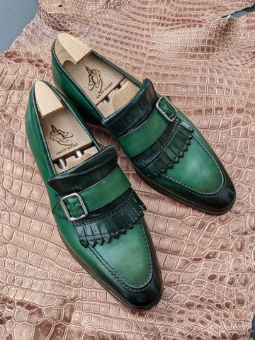 Ascot Golf Tassel Loafers - Green Crocodile & Calf