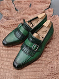 Ascot Golf Tassel Loafers - Green Crocodile & Calf - Ascot Shoes