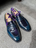 Ascot Sinatra - Blue Calf & Navy Crocodile - Ascot Shoes