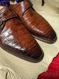 Ascot Monk Strap - Cognac Crocodile - Ascot Shoes