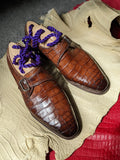 Ascot Monk Strap - Cognac Crocodile - Ascot Shoes