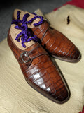 Ascot Monk Strap - Cognac Crocodile - Ascot Shoes